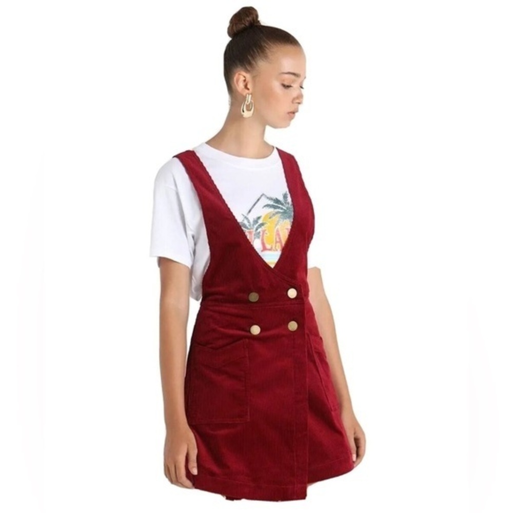 Free People Canyonlands Cord Jumper Dress in Red Size 6